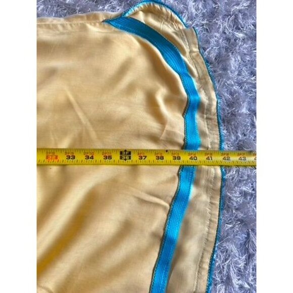 Hand Embroidered Yellow Tunisian Jebba Kaftan Dress With Blue Hamsa Size L/XL - Picture 5 of 6